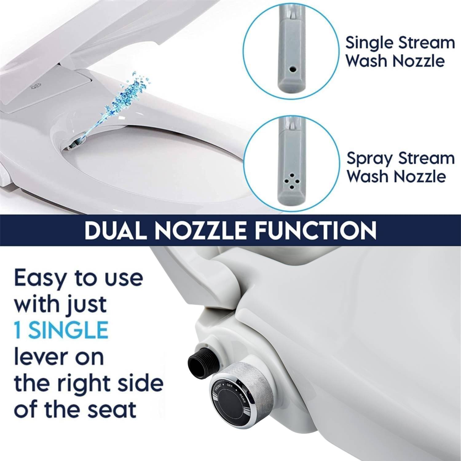 Non-Electric Bidet Toilet Seat - Elongated